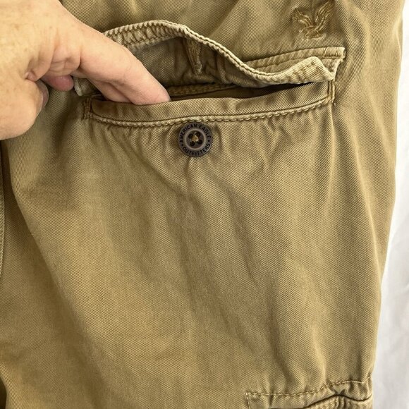 American Eagle Outfitters Mens M Jogger Khaki Tan Cargo Pants Grunge Gorpcore - Picture 12 of 15